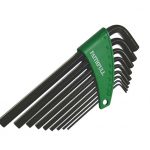 0039/084002 Hexagon key set, imperial, long series, 9 pieces in a plastic clip