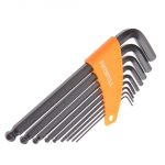 URLT/021196 Hexagon key set, metric, ball end, long series, 9 pieces, supplied in a plastic clip