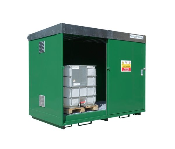 Dual purpose bunded storage unit, for either 8 x 205 litre drums or 2 x 1000 litre IBCs